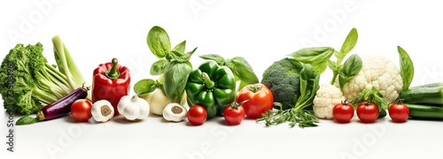 assorted vegetables on white background, healthy food