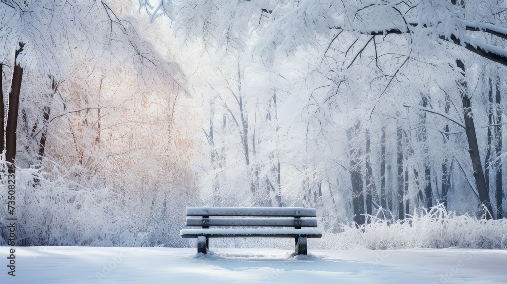 frost snowy bench