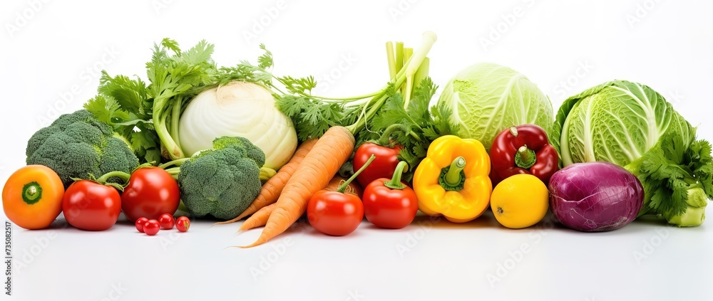 assorted vegetables on white background, healthy food assorted vegetables on white background, healthy food