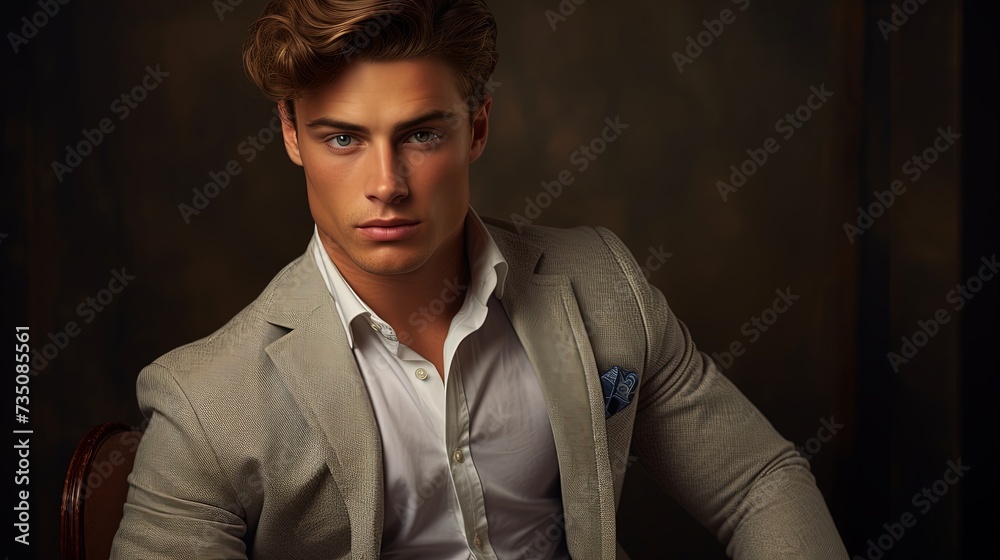 Fototapeta premium Elegant young handsome man. Studio fashion portrait.