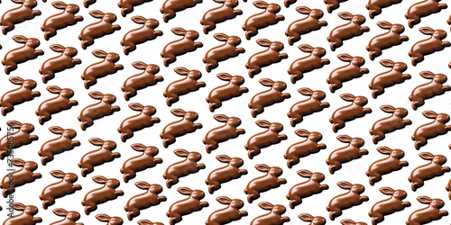 Papel de parede com coelhinho de chocolate pulando. Estampa de repetição com coelhos de chocolate. photo