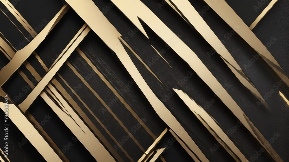 Black and gold metal 3D modern luxury futuristic Background. Abstract close-up of luxurious black and gold textured elements, perfect for high-end fashion and design