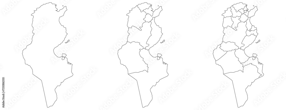 Tunisia map. Map of Tunisia in white set