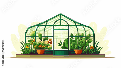 Abstract greenhouse with plants  symbolizing controlled environment agriculture. simple Vector Illustration art simple minimalist illustration creative