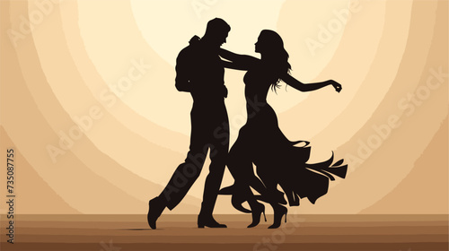 Abstract silhouette of a couple dancing  representing the joy and connection in partner dances. simple Vector Illustration art simple minimalist illustration creative