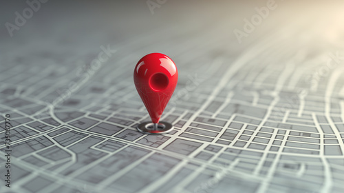 Red Location Pin on a Detailed City Map Signifying Destination and Navigation