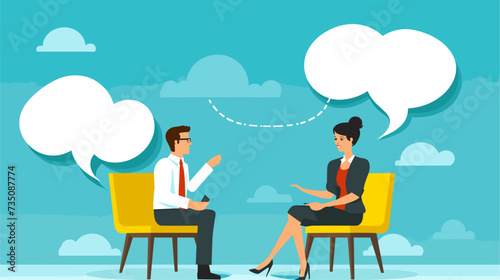 Abstract speech bubble with a "Hired" tag symbolizing successful job interviews. simple Vector Illustration art simple minimalist illustration creative