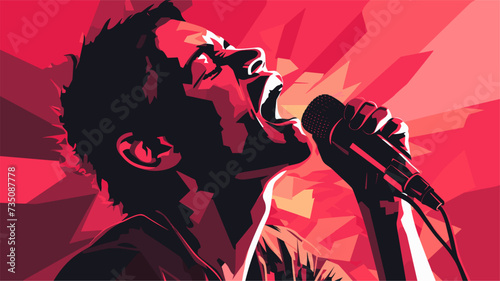 Abstract singer in a microphone spotlight  representing the spotlight on vocal performances. simple Vector Illustration art simple minimalist illustration creative