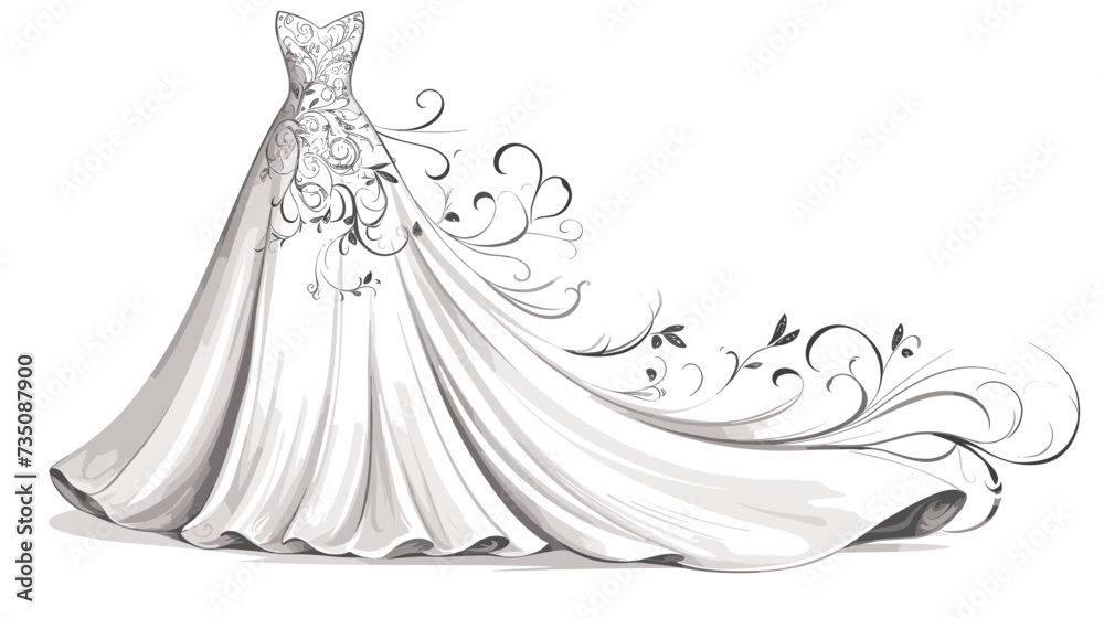 Abstract wedding dress with lace patterns representing bridal fashion. simple Vector Illustration art simple minimalist illustration creative Abstract wedding dress with lace patterns representing bridal fashion. simple Vector Illustration art simple minimalist illustration creative