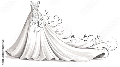 Abstract wedding dress with lace patterns  representing bridal fashion. simple Vector Illustration art simple minimalist illustration creative