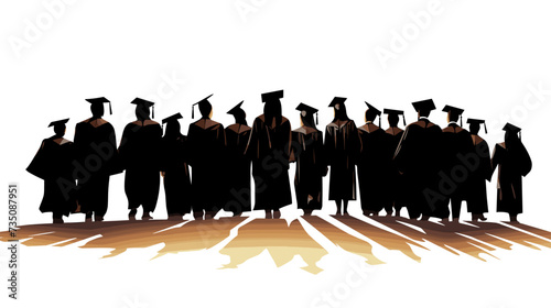Silhouette of students in graduation gowns and mortarboards  symbolizing academic success. simple Vector Illustration art simple minimalist illustration creative photo