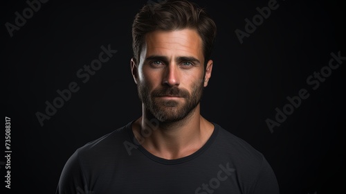 Portrait od handsome man in studio on dark background