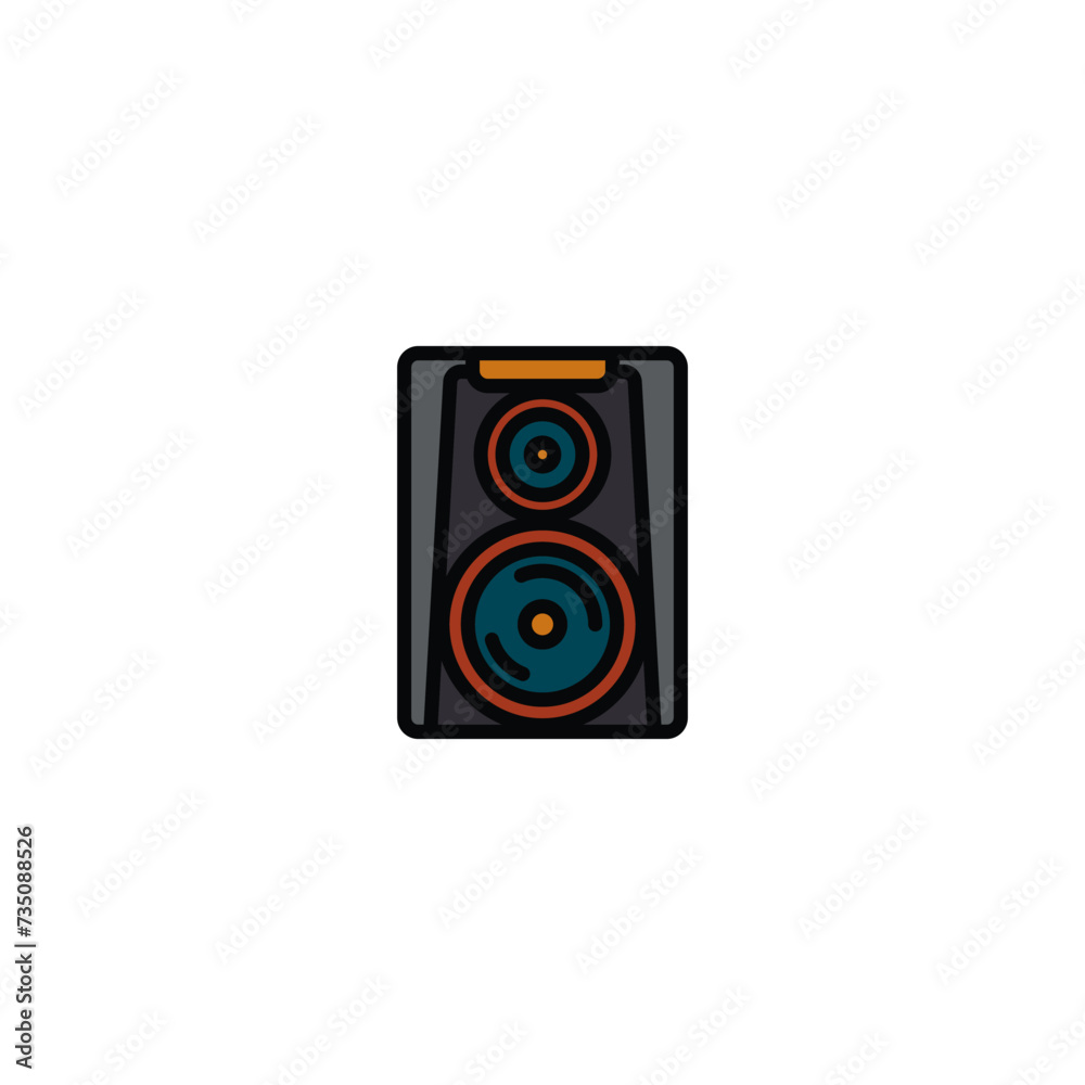 Original vector illustration. The outline icon of a large music speaker. A design element. Original vector illustration. The outline icon of a large music speaker. A design element.