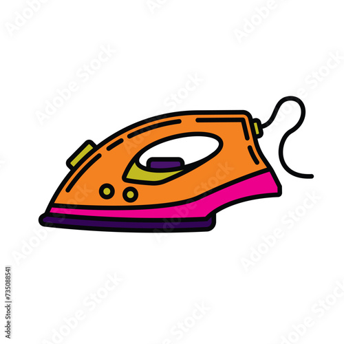 Original vector illustration. A contour icon. An element of household appliances for smoothing wrinkles and wrinkles on clothes. The iron is electric. A design element.