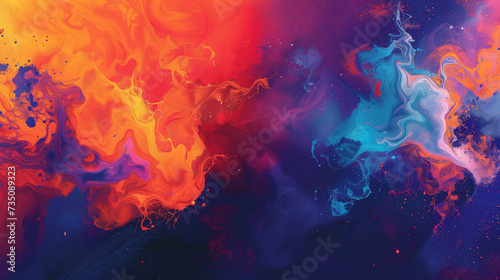 Abstract Fluid Art with Vibrant Orange and Blue Swirls Representing Creative Flow