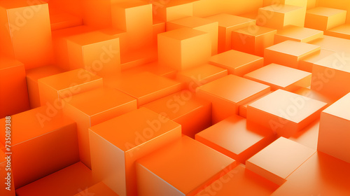 abstract background with cubes   Abstract background or wallpaper with Orange Red color 3D cube patterns 