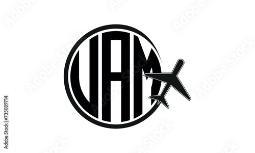 UAM three initial letter circle tour & travel agency logo design vector template. hajj Umrah agency, abstract, wordmark, business, monogram, minimalist, brand, company, flat, tourism agency, tourist