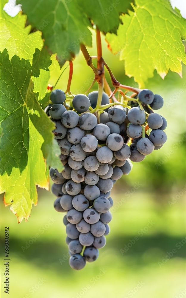 Ripe grapes with leaves isolated