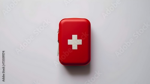 Red First Aid Kit on a White Background