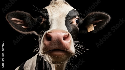 farm cow with tongue in nose photo