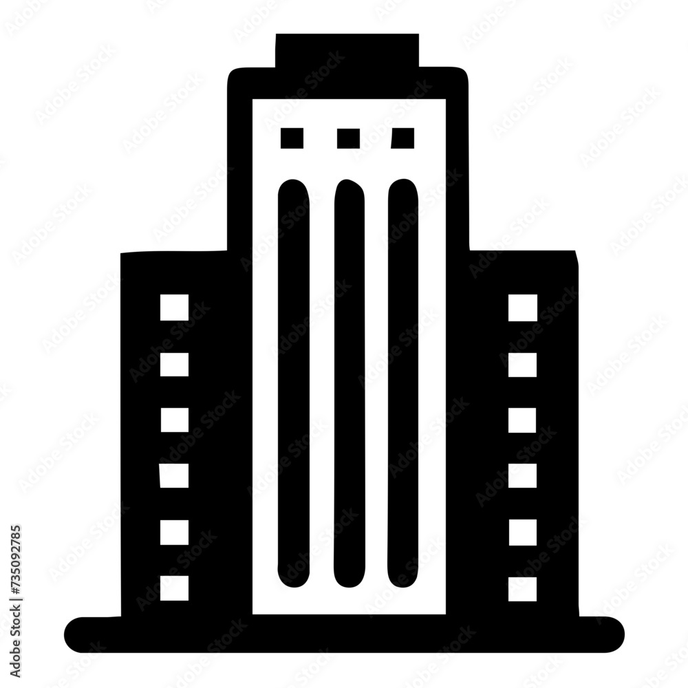 Obraz premium Versatile Building Vector Icon: Modern Architecture Graphics for Real Estate, Construction Projects & Urban Designs