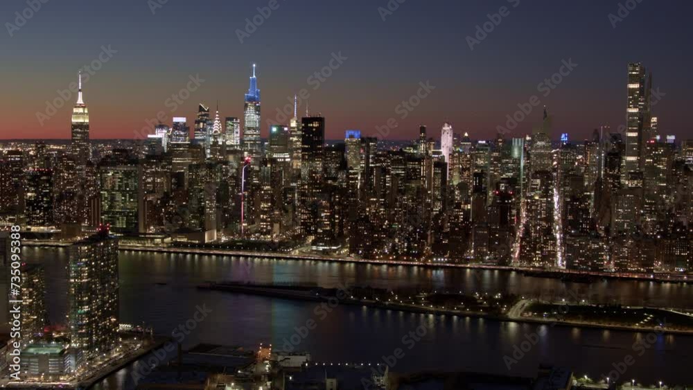 aerial time lapse of new york city skyline at night aerial time lapse of new york city skyline at night