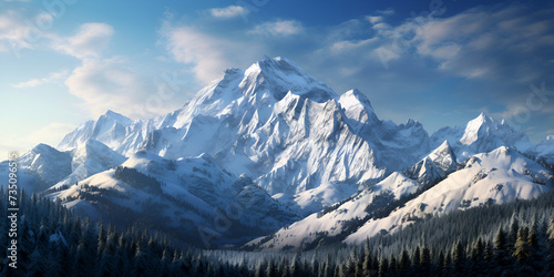 A Sunsplashed Mountain Range With Snowcapped Peaks And A Majestic View The view of the mountain with sky background Ai Generative