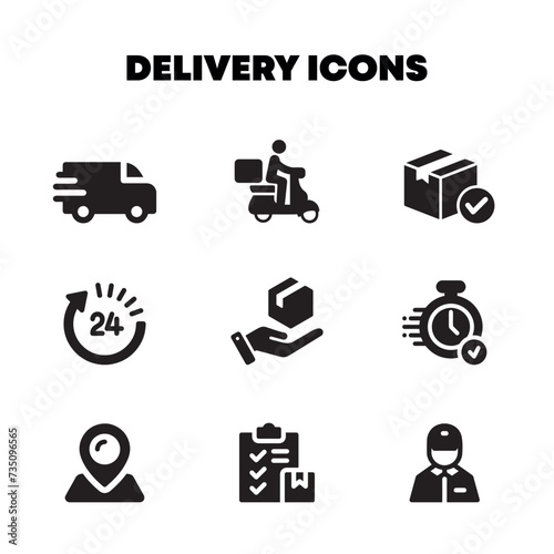 Delivery icon set, collection, order, illustration, sign