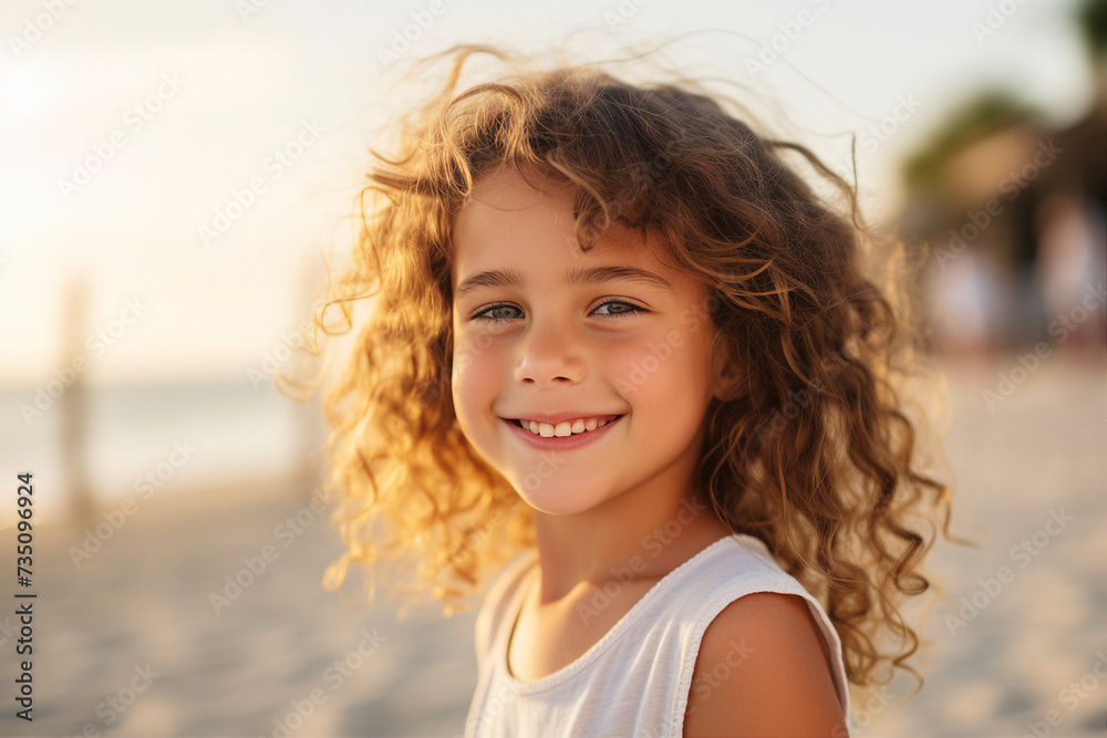 AI generated image of cute charming child on summer holidays AI generated image of cute charming child on summer holidays