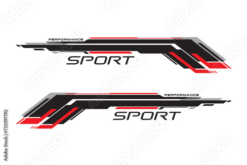 Wrap Design For Car vectors. Sports stripes, car stickers black color. Racing decals for tuning_20240213