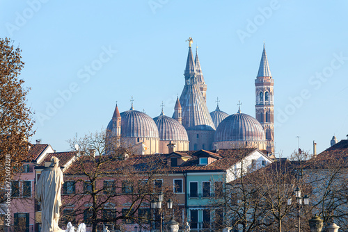 Le cupole della basilica di Sant Antonio di Padova emmergono dalla città photo