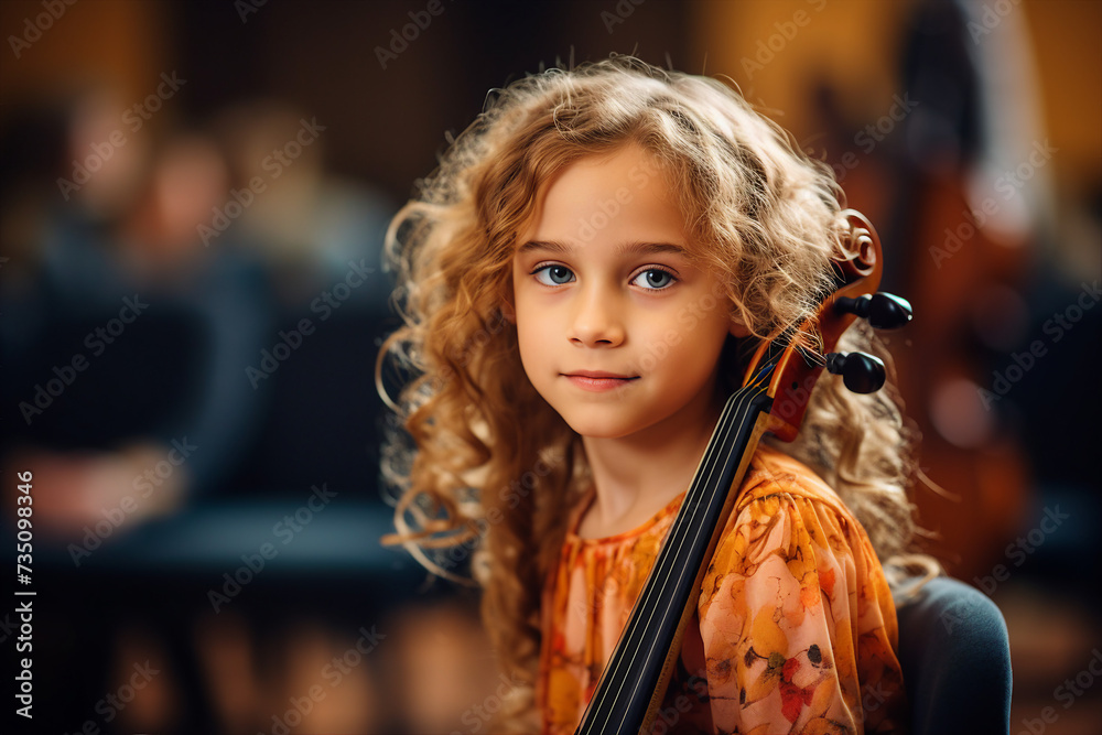 AI generated picture photo of adorable diligent talented pupil learn to play an acoustic music instrument AI generated picture photo of adorable diligent talented pupil learn to play an acoustic music instrument