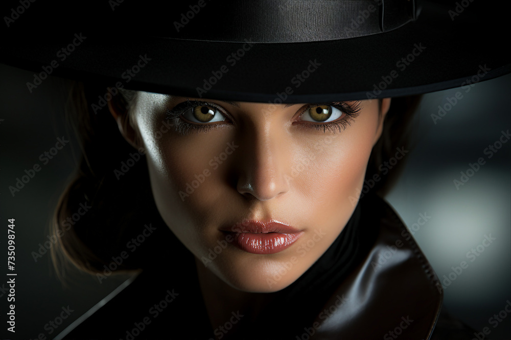 Old fashioned detective or mafia man woman in retro style hat Generative AI picture portrait Old fashioned detective or mafia man woman in retro style hat Generative AI picture portrait