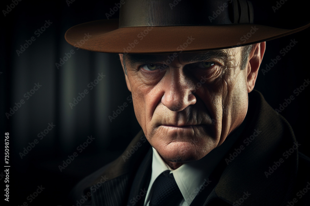 Old fashioned detective or mafia man woman in retro style hat Generative AI picture portrait Old fashioned detective or mafia man woman in retro style hat Generative AI picture portrait