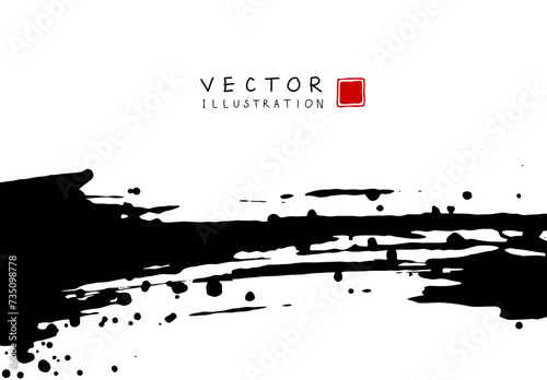 Abstract ink background. Chinese calligraphy art style, Black paint stroke texture on white paper.