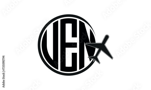 UEN three initial letter circle tour & travel agency logo design vector template. hajj Umrah agency, abstract, wordmark, business, monogram, minimalist, brand, company, flat, tourism agency, tourist photo