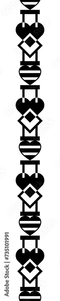 Chained hearts vertical seamless border pattern. Belt pattern trim, lace with black color. PNG with transparent background. Chained hearts vertical seamless border pattern. Belt pattern trim, lace with black color. PNG with transparent background.