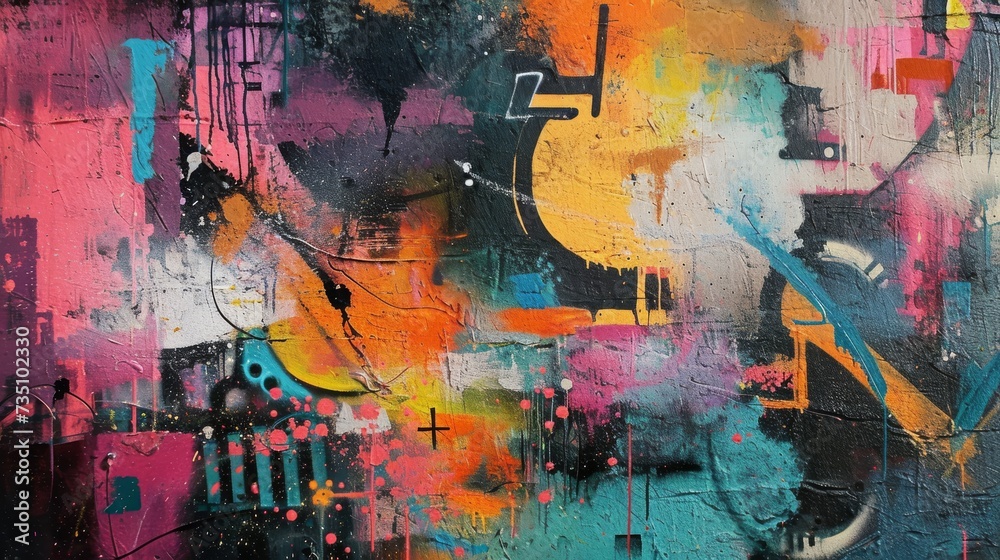 Colorful graffiti on the wall. Abstract background for creative design