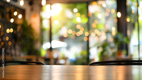 Cafe coffee shop interior abstract blur defocused with bokeh light background