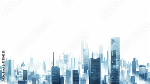 Abstract city building skyline metropolitan area in contemporary color style and futuristic effects. Real estate and property development. Innovative architecture and engineering concept. #735103321