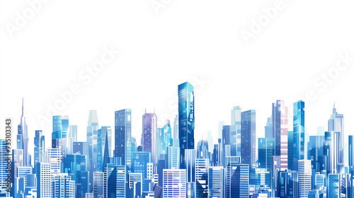 Abstract city building skyline metropolitan area in contemporary color style and futuristic effects. Real estate and property development. Innovative architecture and engineering concept. photo