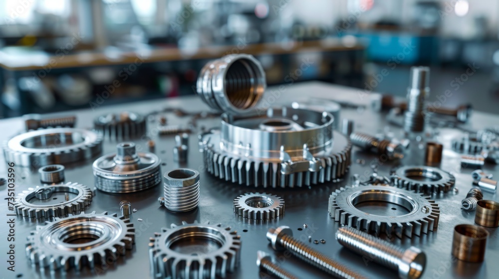 3D Complex mechanism : Gears and cogs, disassembled metal industrial engine 3D Complex mechanism : Gears and cogs, disassembled metal industrial engine
