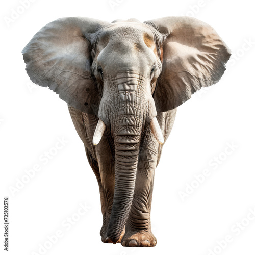 Majestic Adult African Elephant Standing Isolated Against a Transparent Background