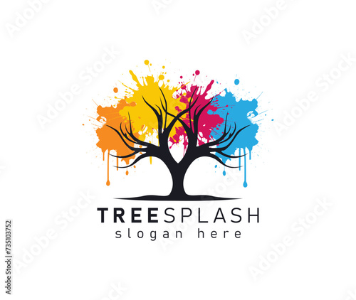 Colorful Paintful Tree With Colored Splash logo
