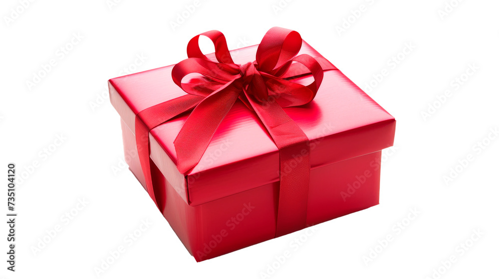 Obraz premium A Red Gift Box With a Red Bow, Isolated on a Transparent Background