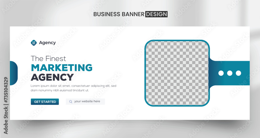 Clean corporate business promotion facebook cover banner design vector template for creative agency, ads, marketing, fb banner, cover
