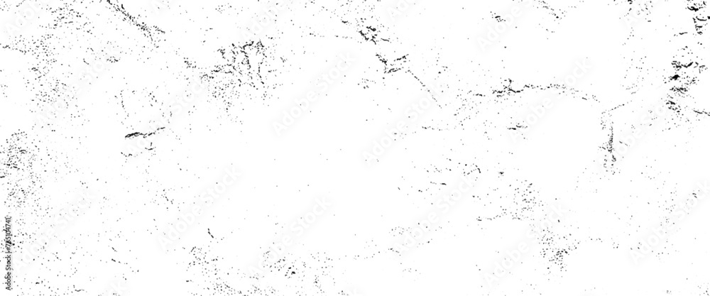 Vector abstract dust overlay transparent background, grunge black and white seamless pattern, scattered black stains and scratches on a white wall surface. 