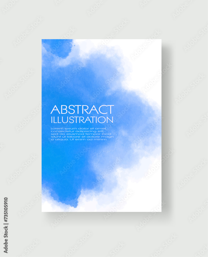 Bright blue textures, abstract hand painted watercolor banner.
