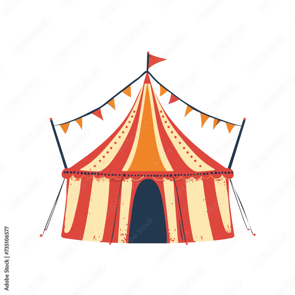 Stripes tent of circus for show and childish entertainment. Circus canopy performance. Vector cartoon ai isolated illustration Stripes tent of circus for show and childish entertainment. Circus canopy performance. Vector cartoon ai isolated illustration