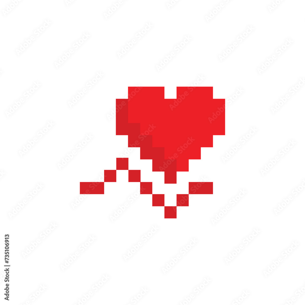 pixel heartbeat icon. Vector pixel art heart beat 8 bit logo for game
pixel heartbeat icon. Vector pixel art heart beat 8 bit logo for game